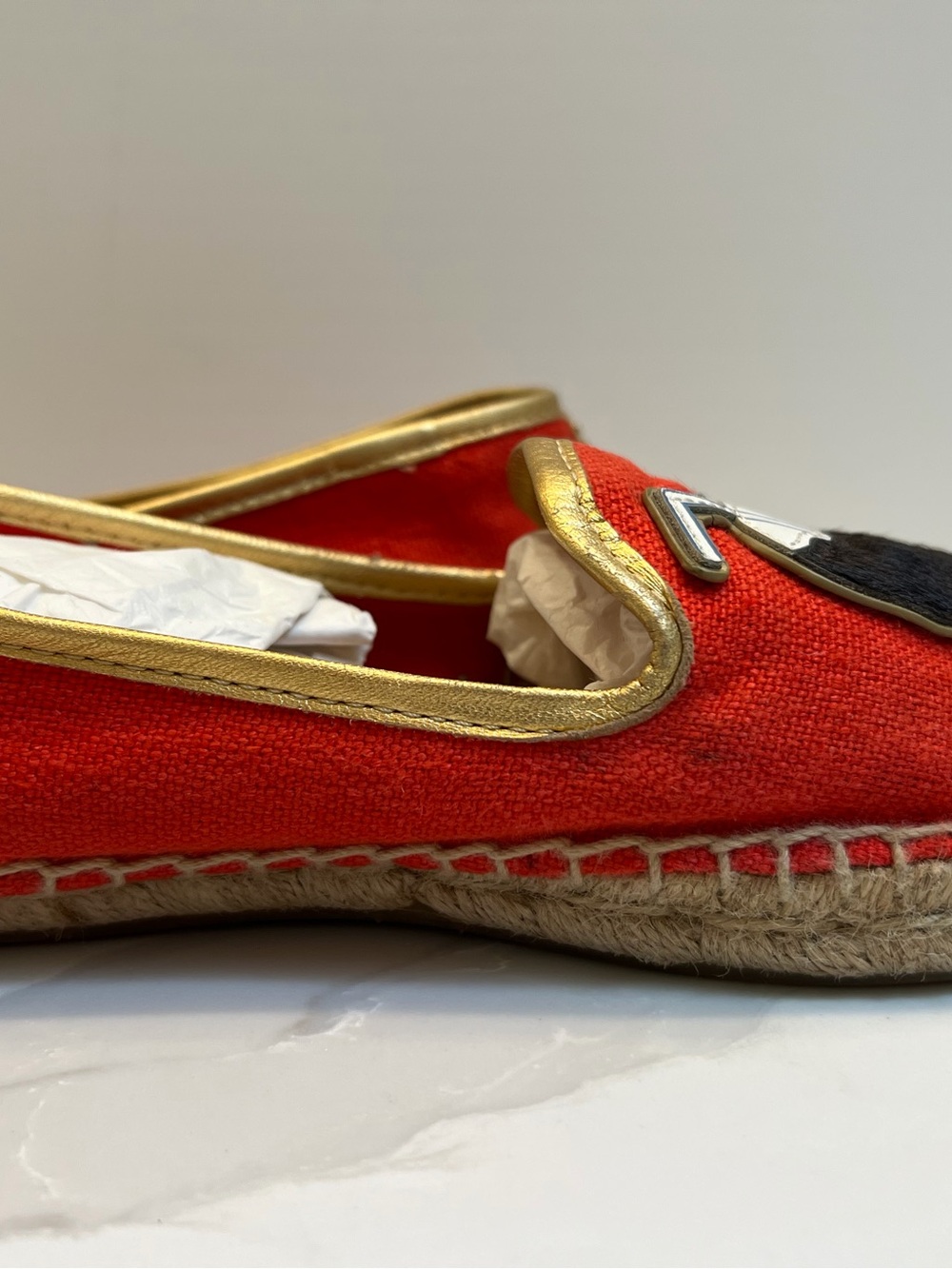 Tory Burch Coco Applique Espadrille Calf Hair Flats 8.5 EUC - Picture 5 of 9
